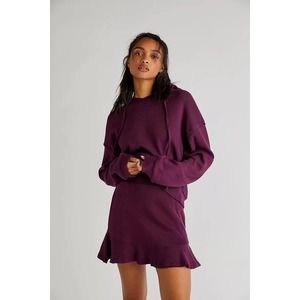 NEW Free People Beach Social Set Hoodie and Skirt Grape Wine Size Small